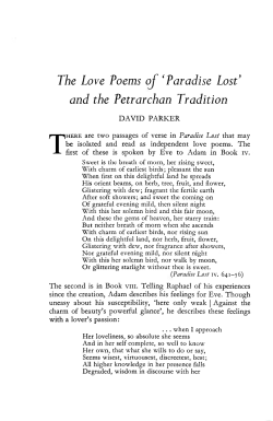 The Love Poems of `Paradise Lost` and the Petrarchan Tradition
