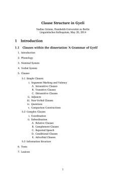 Clause Structure in Gyeli 1 Introduction - Humboldt