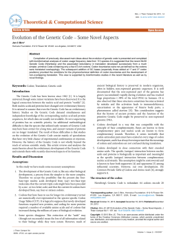 Evolution of the Genetic Code &ndash; Some Novel Aspects