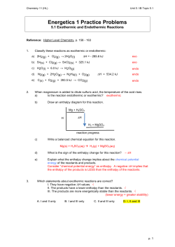 Energetics 1 Practice Problems Feb2013ANSWERS
