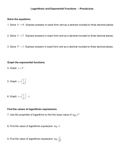 Logarithmic and Exponential Functions &ndash; Precalculus Solve the
