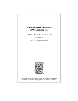 Public Interest Disclosure of Wrongdoing Act