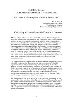Citizenship and Naturalisation in France and Germany