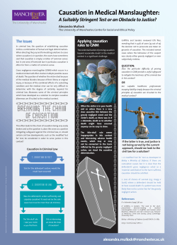 Causation in Medical Manslaughter:A Suitably Stringent Test or an
