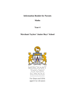 Information Booklet for Parents Maths Year 4 Merchant Taylors