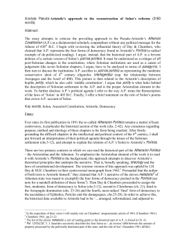Analyse Pseudo-Aristotle`s approach to the reconstruction of Solon`s