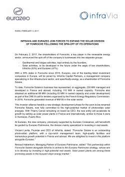 InfraVia and Eurazeo join forces to expand the solar division of