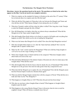 The Barbarians: The Mongols Movie Worksheet Directions: Answer