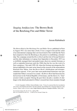 Staging Antifascism: The Brown Book of the Reichstag Fire
