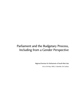 Parliament and the Budgetary Process, Including from a Gender