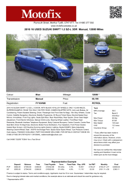 2016 16 USED SUZUKI SWIFT 1.2 SZ