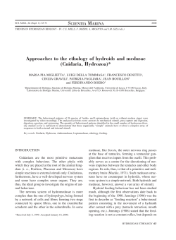 Approaches to the ethology of hydroids and medusae (Cnidaria