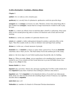 To Kill a Mockingbird - Vocabulary, Allusions, Idioms Chapter 1