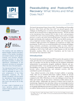 Peacebuilding and Postconflict Recovery: What Works and What