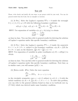 Test #3 (1) [8 Pts.] Solve the Laplace`s equation &nabla;2u = 0 inside the
