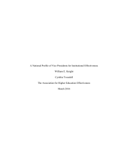 A National Profile of Vice Presidents for Institutional Effectiveness