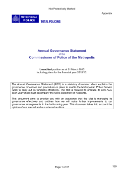 Annual Governance Statement Commissioner of Police of the