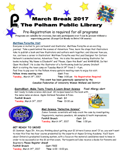 March Break Programs - Pelham Public Library