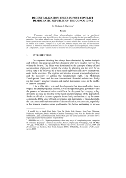 Decentralization Issues in Post-Conflict Democratic Republic of