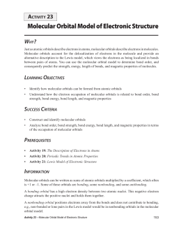 Molecular Orbital Model of Electronic Structure