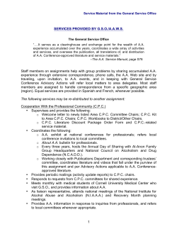 Services Provided by General Service Office/A.A.W.S. Inc.