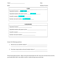 Name: Date: Math Notation Practice Answer the following questions