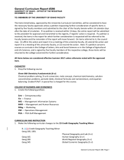 General Curriculum Report #286