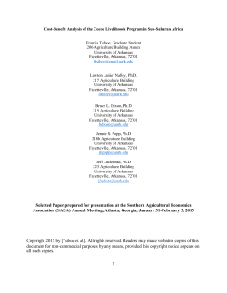 Cost-Benefit Analysis of the Cocoa Livelihoods