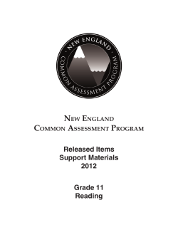 Released Items Support Materials 2012 Grade 11 Reading
