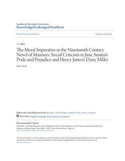 The Moral Imperative in the Nineteenth Century Novel of Manners