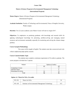 8. Master of Science Program in Environmental Management
