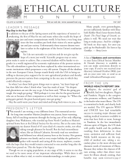 May2007 - Ethical Culture Society of Essex County