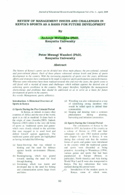Review of Management Issues and challenges in Kenya`s Sports as
