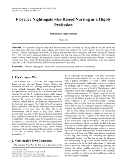 Florence Nightingale, Crimean War, Conventional nursing, Modern