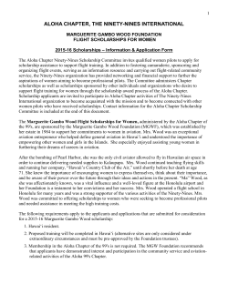 Marguerite Gambo Wood Flight Scholarships for Women.