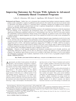 Improving Outcomes for Persons With Aphasia in Advanced