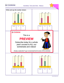 1 Hundreds, Tens and Ones - Abacus Write and say the number