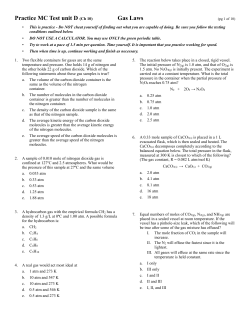 Practice MC Test unit D (Ch 10) Gas Laws