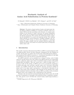 Stochastic Analysis of Amino Acid Substitution in Protein Synthesis*