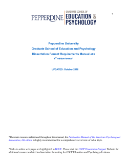 Dissertation Format Requirements Manual