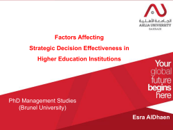 Factors Affecting Strategic Decision Effectiveness in Higher