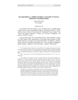 ESTABLISHING A THIRD GENDER CATEGORY IN NEPAL