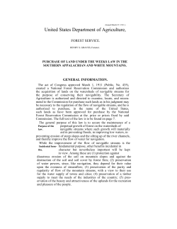 Purchase of Land under the Weeks Law in the Southern