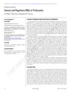 Sensory and Regulatory RNAs in Prokaryotes - Ruhr