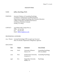 1 FACULTY VITAE NAME: Jeffrey Alan Rings, Ph.D. POSITION