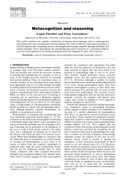 Metacognition and reasoning - Philosophical Transactions of the