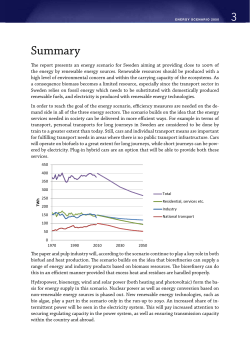 Energy Scenario for Sweden 2050 based on Renewable Energy