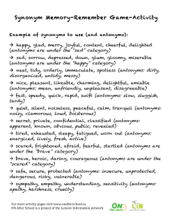Synonym Memory-Remember Game-Activity