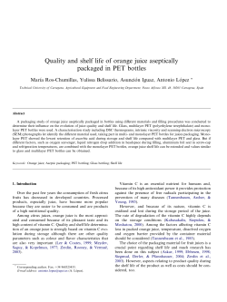 Quality and shelf life of orange juice aseptically packaged in PET