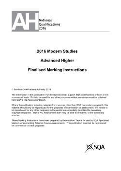 2016 Modern Studies Advanced Higher Finalised Marking